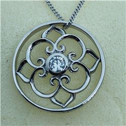 SILVER CUBIC ZIRCONIA WITH CHAIN PENDANT