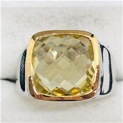 BRASS LEMON TOPAZ (5.1CT)  MEN'S RING