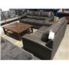 Image 2 : 2 PCE GREY MICROFIBER UPHOLSTERED SOFA & LOVESEAT SET