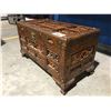 Image 2 : CARVED MAHOGANY WITH ORIENTAL MOTIF TRUNK