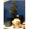 Image 1 : GROUP OF 6 ASSORTED CERAMIC PLANTERS & ARTIFICIAL TREE