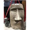 Image 1 : EASTER ISLAND STYLE CONCRETE MONOLITH HEAD STATUE - 2 1/2' TALL & SMALL CONCRETE STATUE