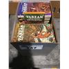 Image 1 : BOX OF VINTAGE POCKET BOOKS - TARZAN, THE MONSTER MEN, MASTERS OF ADVENTURE ECT.