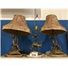 Image 1 : 3 BRASS WITH MARBLE BASE AFRICAN MOTIF ANIMAL LAMPS - GIRAFFE & CAMEL