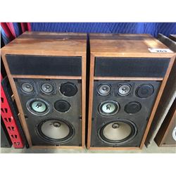 PAIR OF VINTAGE MAGNUM OPUS HOME AUDIO SPEAKERS WITH DUST COVERS