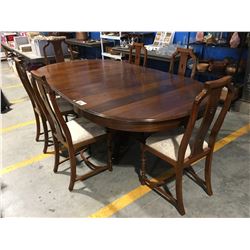 MAHOGANY DINING TABLE WITH 2 LEAVES & 6 CHAIRS