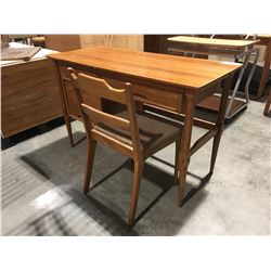 MID CENTURY MODERN DESK & CHAIR SET - SOLID WOOD