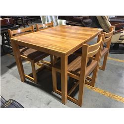 5 PCE WOODEN DINETTE SET - TABLE WITH 4 CHAIRS