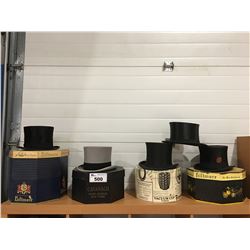 COLLECTION OF 5 VINTAGE TOP HATS