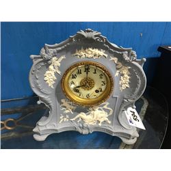 NEW HAVEN CLOCK COMPANY PORCELAIN FACED CERAMIC MANTLE CLOCK