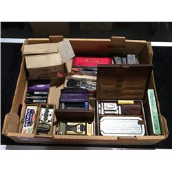 BOX FULL OF VINTAGE SHAVING - STRAIGHT RAZORS, BOX SETS ECT.