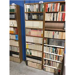 SHELVING UNIT FILLED WITH REEL TO REEL TAPES (WOODEN BOOKSHELF INCLUDED)