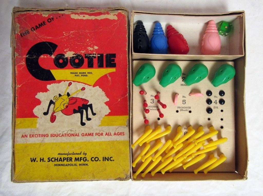 Vintage 1949 The Game Of Cootie In Original Box Vintage 1949 The Game Of Cootie In Original Box