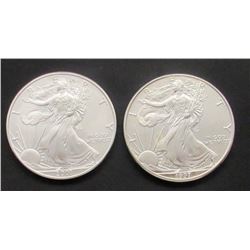 1997 & 2001 AMERICAN SILVER EAGLES