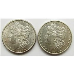 1901-O & 1880-S BU MORGAN DOLLARS