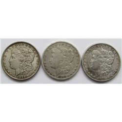 3-CIRC MORGAN DOLLARS: 1896, 1900-O, 1878-S