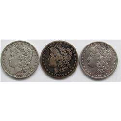 3-CIRC MORGAN DOLLARS: 1901-O, 1886-S, 1890-O