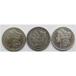 3-CIRC MORGAN DOLLARS: 1881, 1900-O, 1880-S