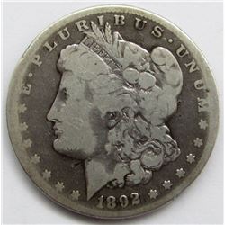 1892-CC MORGAN DOLLAR G/VG