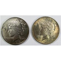 1922 & 1924 PEACE DOLLARS AU