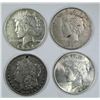 Image 1 : 4-SILVER DOLLARS;MIXED DATES/MINT MARKS/GRADES