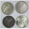 Image 2 : 4-SILVER DOLLARS;MIXED DATES/MINT MARKS/GRADES