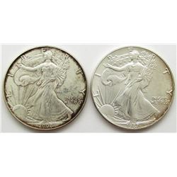 1987 & 2002 AMERICAN SILVER EAGLES