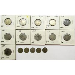 11-VICTORY NICKELS VARIOUS GRADES & (5) 3 CENT NIC