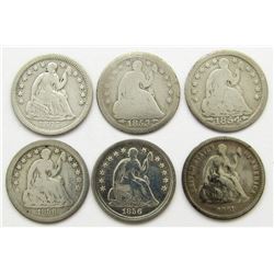 6-1800's SEATED DIMES MIX COND. AG-G