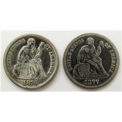 1876-CC & 1877-CC SEATED DIME