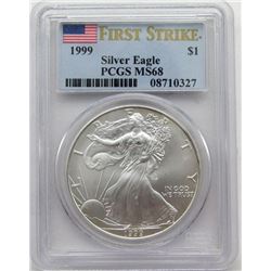 1999 AMERICAN SILVER EAGLE PCGS MS 68