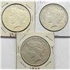 Image 1 : 3 - PEACE DOLLARS: 1923-S, 1924, 1925 CIRC or BETT