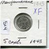 Image 1 : 1943 NEWFOUNDLAND FIVE CENT PC