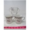 Image 1 : LOT OF 3 (2 PORCELAIN 25TH ANNIV. CUPS & GLASS SUGAR DISH)