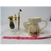 Image 1 : SHAVING ITEMS, PORCELAIN CUP, BRUSH & RAZOR ON STAND