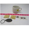 Image 1 : TWO BUTTON CASES, SHAVING MUG, STAMPS,  KEY CHAIN