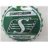 Image 1 : TIN BOTTLE CAP SIGN (SASK. ROUGHRIDERS) *16"*