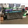 Image 1 : LARGE OIL CONTAINER/WORK BENCH WITH DIGITAL DISPENSER AND HOSE REEL WITH 2 BENCH VISES