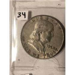 1960 D Silver Franklin Half Dollar Nice Early US Silver Coin