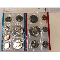 1974 Harder to Get P D has 2 Eidenhower Dollars US Mint Set in Original Packages