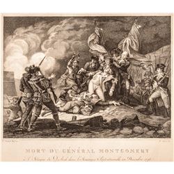 1795 Engraving Death of General Montgomery at the Attack on Quebec December 1775