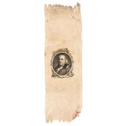c. 1856 Benjamin Franklin Portrait Commemorative Silk Ribbon
