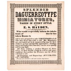 c. 1850 Great Daguerreotypes Advertising Broadside by E.S. Hayden, Waterbury, CT