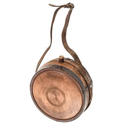 c. 1860 Civil War Era Large Wooden Camp Canteen with its Original Leather Strap!