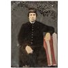 Image 1 : Civil War Identified Union Soldier Whole Plate Tintype Colorized Photo With Flag