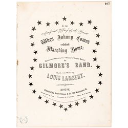 1863 Original Civil War Sheet Music: When Johnny Comes Marching Home by Lambert