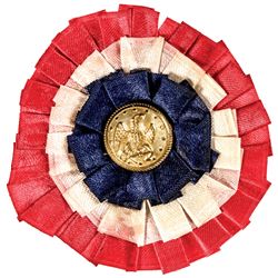 c. 1863 Civil War Patriotic Union Silk Rosette Ribbon with Naval Button