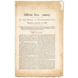 1876 Confederate States of America President JEFFERSON DAVIS + Congress Amnesty