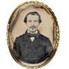 Image 1 : c. 1860s Civil War Era Ambrotype of a Gentleman In An Ornate 18 karat Gold Bezel