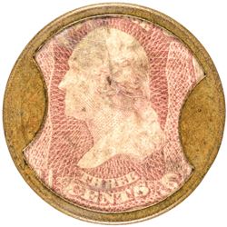 Encased Postage Stamp, EP-46, Scott-95, 3 Cents, J. GAULT. Plain Frame, R-7+